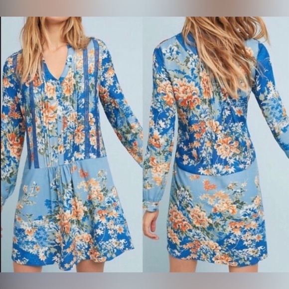 Anthropologie Dresses & Skirts - Anthropologie Tiny Giana Blue Floral Dress medium